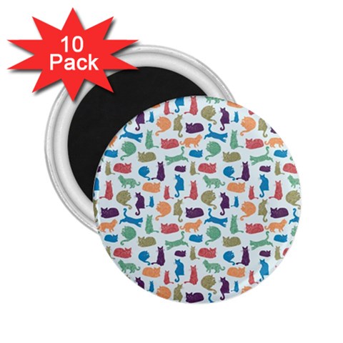 Blue Colorful Cats Silhouettes Pattern 2.25  Magnets (10 pack)  from UrbanLoad.com Front