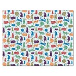 Blue Colorful Cats Silhouettes Pattern Rectangular Jigsaw Puzzl
