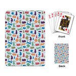 Blue Colorful Cats Silhouettes Pattern Playing Card