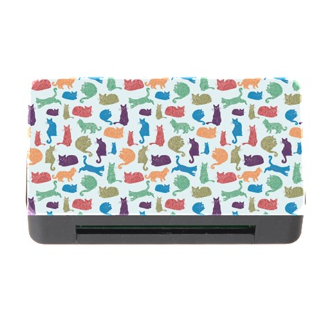 Blue Colorful Cats Silhouettes Pattern Memory Card Reader with CF from UrbanLoad.com Front