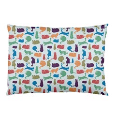 Blue Colorful Cats Silhouettes Pattern Pillow Cases (Two Sides) from UrbanLoad.com Front