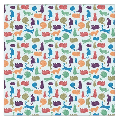 Blue Colorful Cats Silhouettes Pattern Large Satin Scarf (Square) from UrbanLoad.com Front
