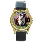 dog36 Round Gold Metal Watch