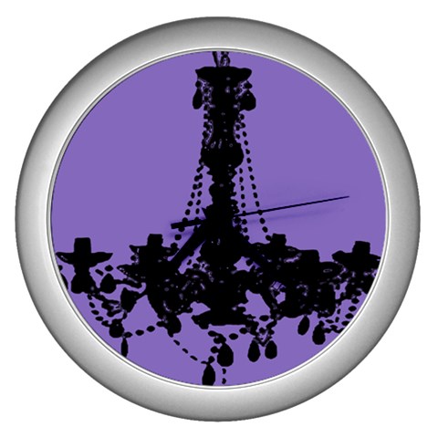 chandelier violet black Wall Clock (Silver) from UrbanLoad.com Front