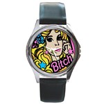 babrbieflowers bitch6watch Round Metal Watch