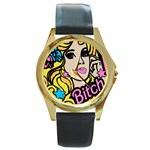 babrbieflowers bitch6watch Round Gold Metal Watch