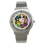 babrbieflowers bitch6watch Stainless Steel Watch