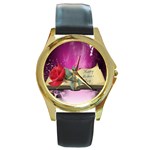 Mother s Day Book Round Gold Metal Watch