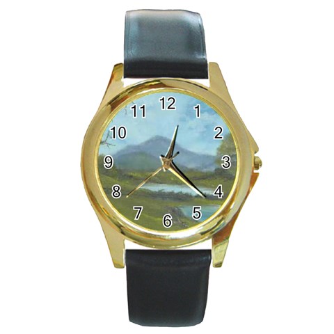 Painting 7 Round Gold Metal Watch from UrbanLoad.com Front