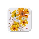 yellow_flower Rubber Square Coaster (4 pack)