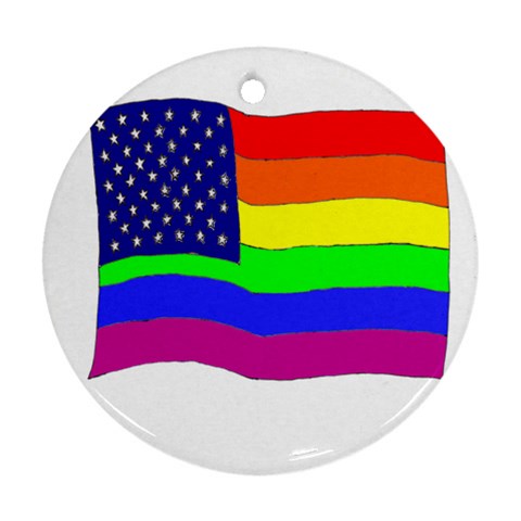 gay flag Ornament (Round) from UrbanLoad.com Front