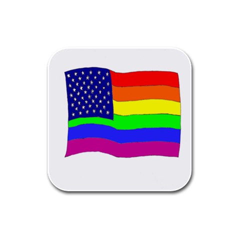 gay flag Rubber Square Coaster (4 pack) from UrbanLoad.com Front