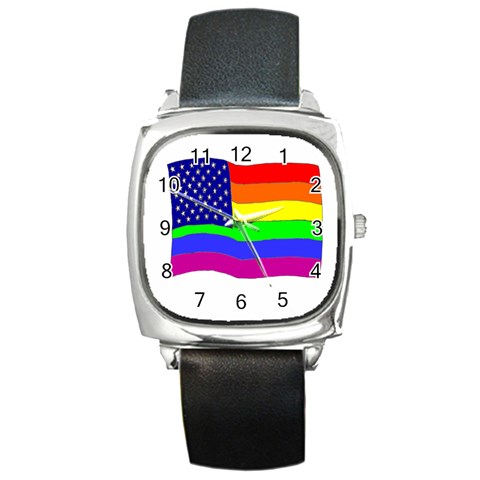 gay flag Square Metal Watch from UrbanLoad.com Front