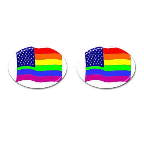gay flag Cufflinks (Oval) from UrbanLoad.com Front(Pair)