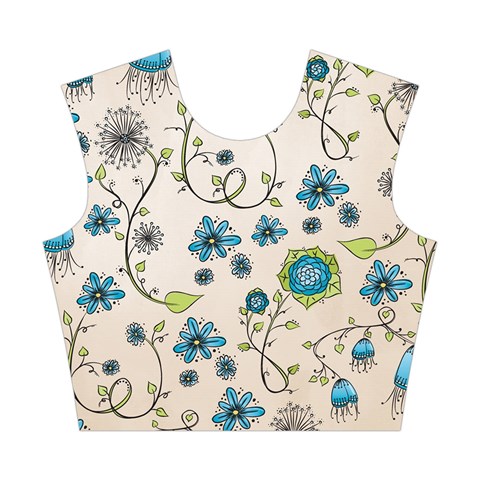 Whimsical Flowers Blue Cotton Crop Top from UrbanLoad.com Front