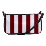 Vertical Stripes - White and Burgundy Red Shoulder Clutch Bag