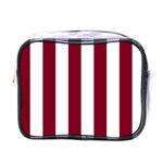 Vertical Stripes - White and Burgundy Red Mini Toiletries Bag (One Side)