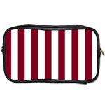 Vertical Stripes - White and Burgundy Red Toiletries Bag (Two Sides)