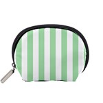 Vertical Stripes - White and Celadon Green Accessory Pouch (Small)