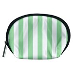 Vertical Stripes - White and Celadon Green Accessory Pouch (Medium)