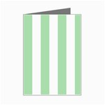 Vertical Stripes - White and Celadon Green Mini Greeting Card