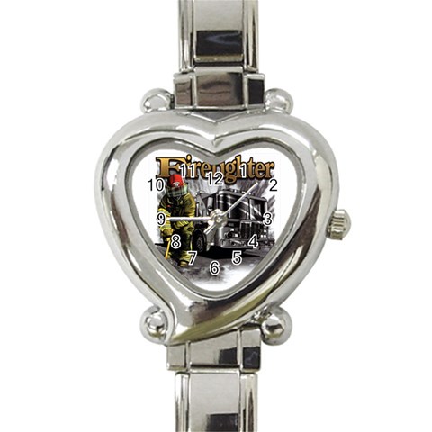 FireFighter Heart Italian Charm Watch from UrbanLoad.com Front