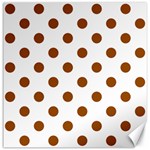 Polka Dots - Brown on White Canvas 16  x 16 