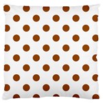 Polka Dots - Brown on White Large Flano Cushion Case (One Side)