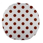 Polka Dots - Brown on White Large 18  Premium Round Cushion