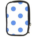 Polka Dots - Cornflower Blue on White Compact Camera Leather Case