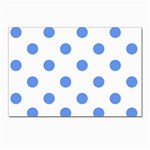 Polka Dots - Cornflower Blue on White Postcards 5  x 7  (Pkg of 10)