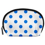 Polka Dots - Dodger Blue on White Accessory Pouch (Large)