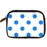 Polka Dots - Dodger Blue on White Digital Camera Leather Case