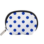 Polka Dots - Cerulean Blue on White Accessory Pouch (Small)