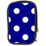 Polka Dots - White on Dark Blue Compact Camera Leather Case