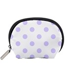Polka Dots - Pale Lavender Violet on White Accessory Pouch (Small)