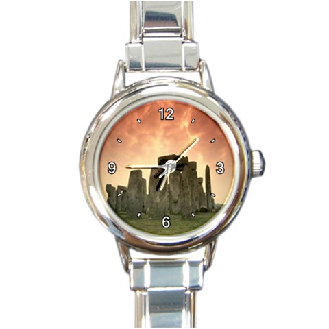stone henge Round Italian Charm Watch from UrbanLoad.com Front