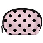 Polka Dots - Black on Piggy Pink Accessory Pouch (Large)