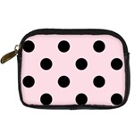 Polka Dots - Black on Piggy Pink Digital Camera Leather Case