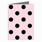 Polka Dots - Black on Piggy Pink Greeting Cards (Pkg of 8)