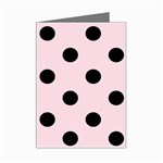 Polka Dots - Black on Piggy Pink Mini Greeting Card