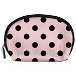 Polka Dots - Black on Pale Pink Accessory Pouch (Large)