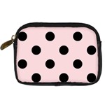 Polka Dots - Black on Pale Pink Digital Camera Leather Case
