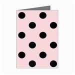 Polka Dots - Black on Pale Pink Mini Greeting Card