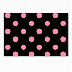 Polka Dots - Flamingo Pink on Black Postcards 5  x 7  (Pkg of 10)