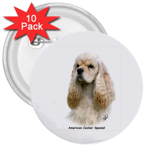 American Cocker Spaniel 3  Button (10 pack) from UrbanLoad.com Front
