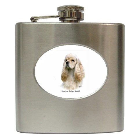 American Cocker Spaniel Hip Flask (6 oz) from UrbanLoad.com Front