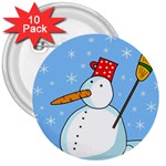 Snowman 3  Buttons (10 pack) 