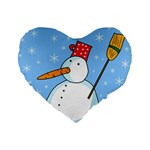 Snowman Standard 16  Premium Heart Shape Cushions