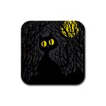 Black cat - Halloween Rubber Square Coaster (4 pack) 